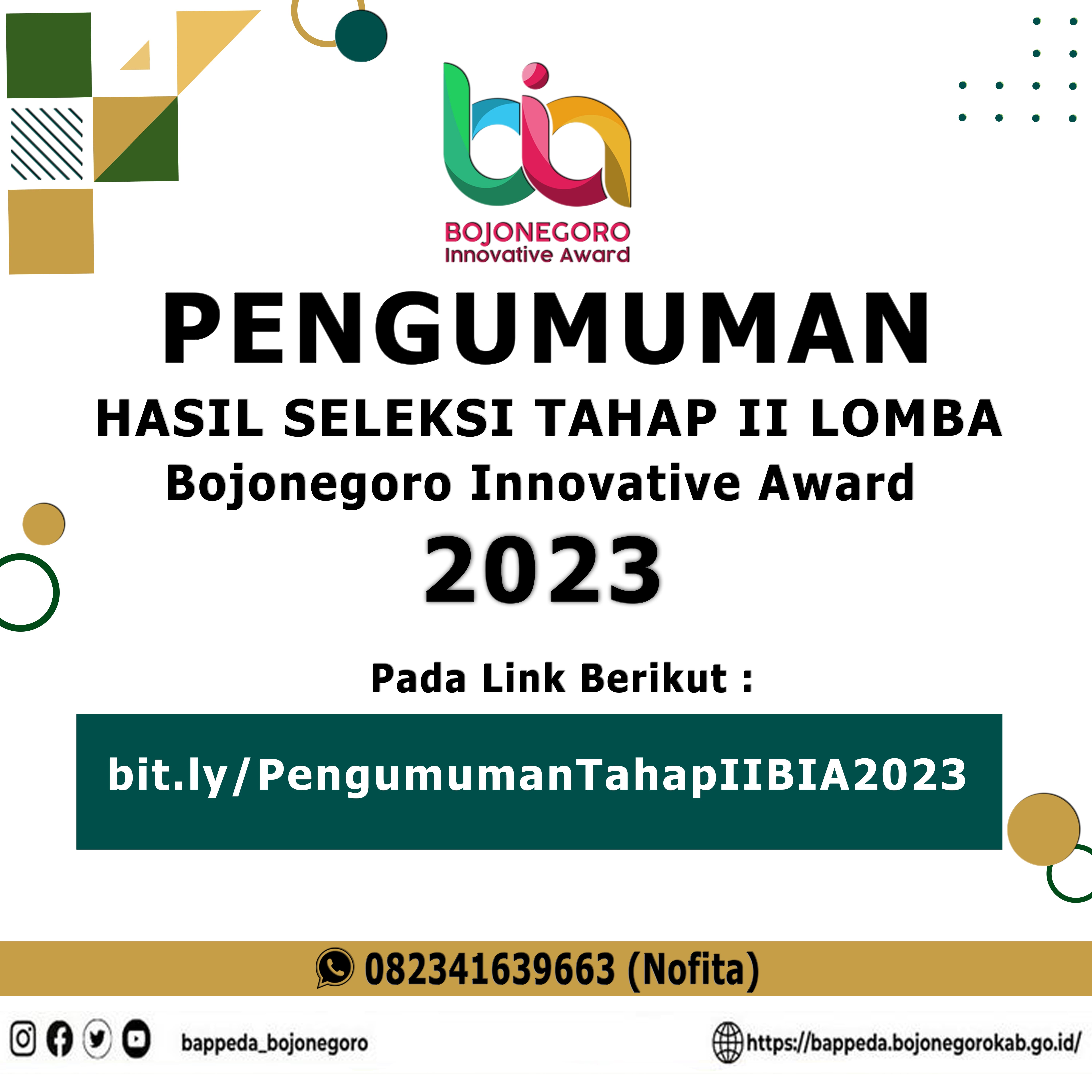 LOMBA BOJONEGORO INNOVATIVE AWARD (BIA) TAHAP II TAHUN 2023