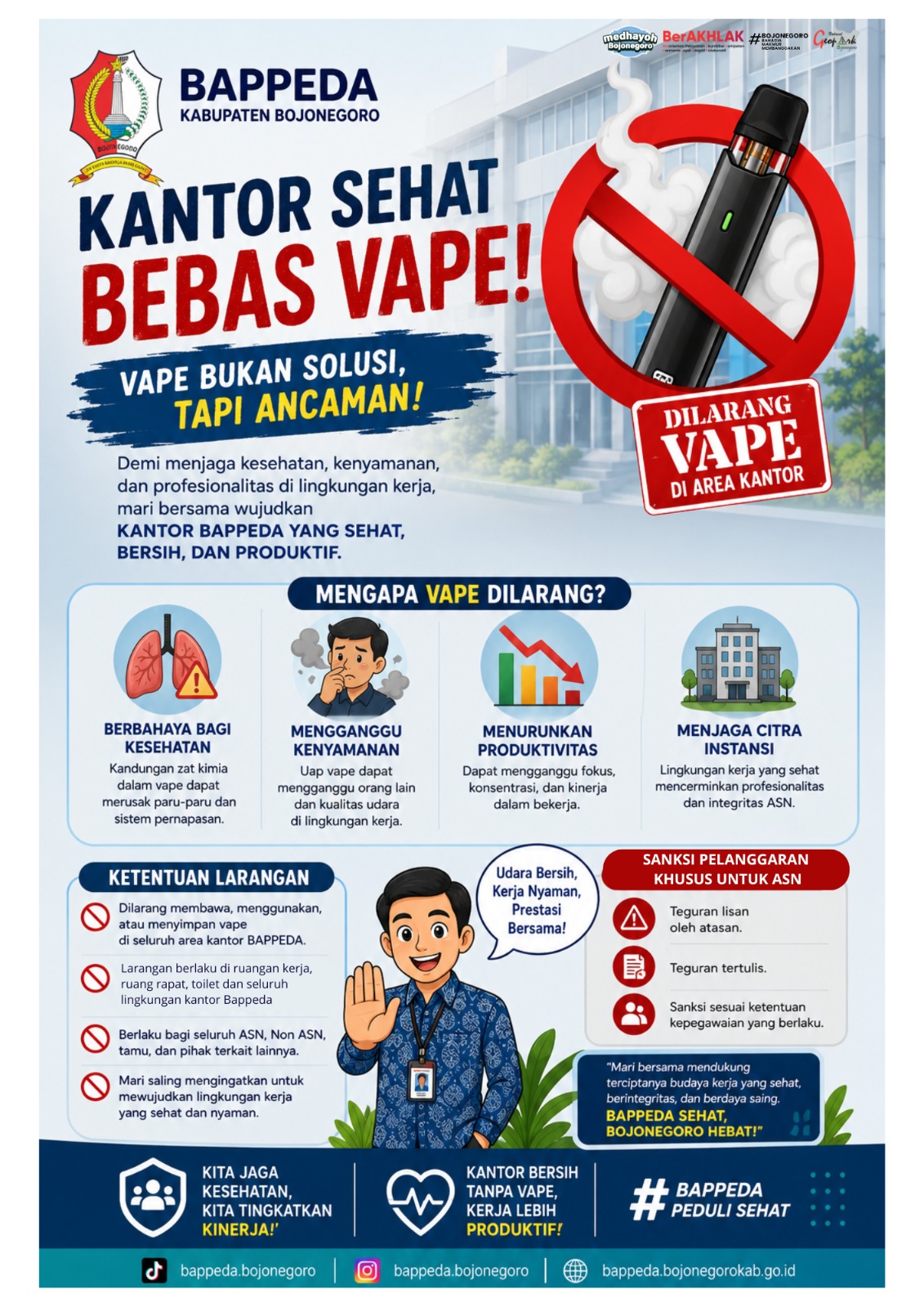 Bappeda Bojonegoro Dorong Lingkungan Kerja Sehat melalui Gerakan Kantor Bebas Vape
